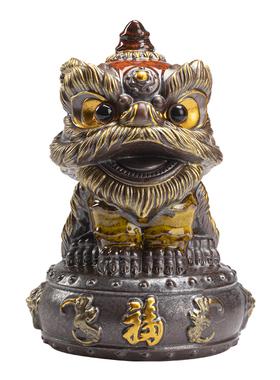 国潮醒狮摆件陶瓷装饰品