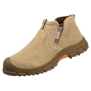 无钢头劳保鞋男士电焊工作鞋超轻绝缘高帮防烫防滑一脚蹬夏季透气