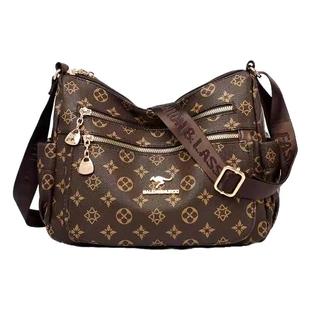 品牌真皮包包女款大容量通勤中老年妈妈印花包2025新款单肩斜挎包