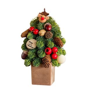 圣诞节装饰咖啡厅氛围感布置诺贝松小圣诞树桌面摆件花环藤条挂件