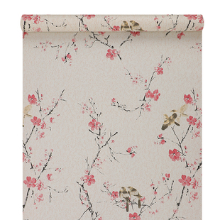 中式古风墙纸壁纸自粘防水卧室仿古背景墙装饰墙面画国风贴纸翻新