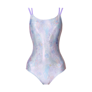 2026新款高级感连体竞速绝美泳衣女闪银水母专业训练游泳馆专用