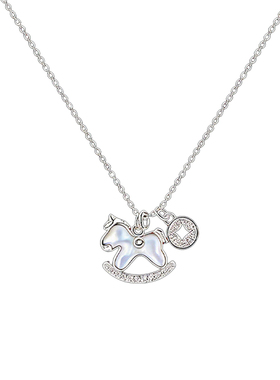 贝母木马纯银轻奢吊坠锁骨链女