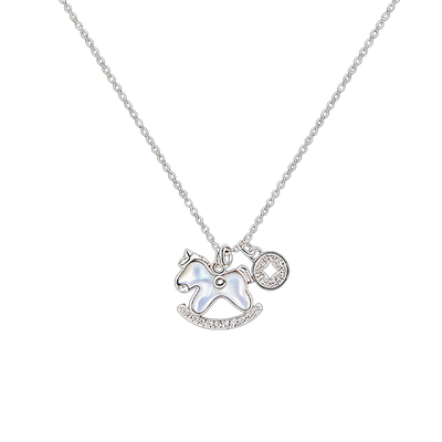 贝母木马纯银轻奢吊坠锁骨链女