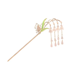 古风蝴蝶铃兰花流苏发簪气质汉服金属盘发簪子女高级感发钗头饰