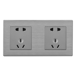 86型连体插座带开关联排插座带网络USB暗装灰色多孔86型开关插座