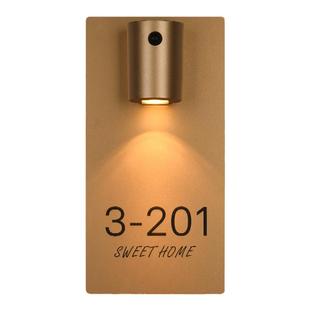 充电感应灯发光门牌号家用智能亚克力入户门玄关装饰号码牌定制创意人来即亮壁灯住宅门贴酒店房间带灯房号牌