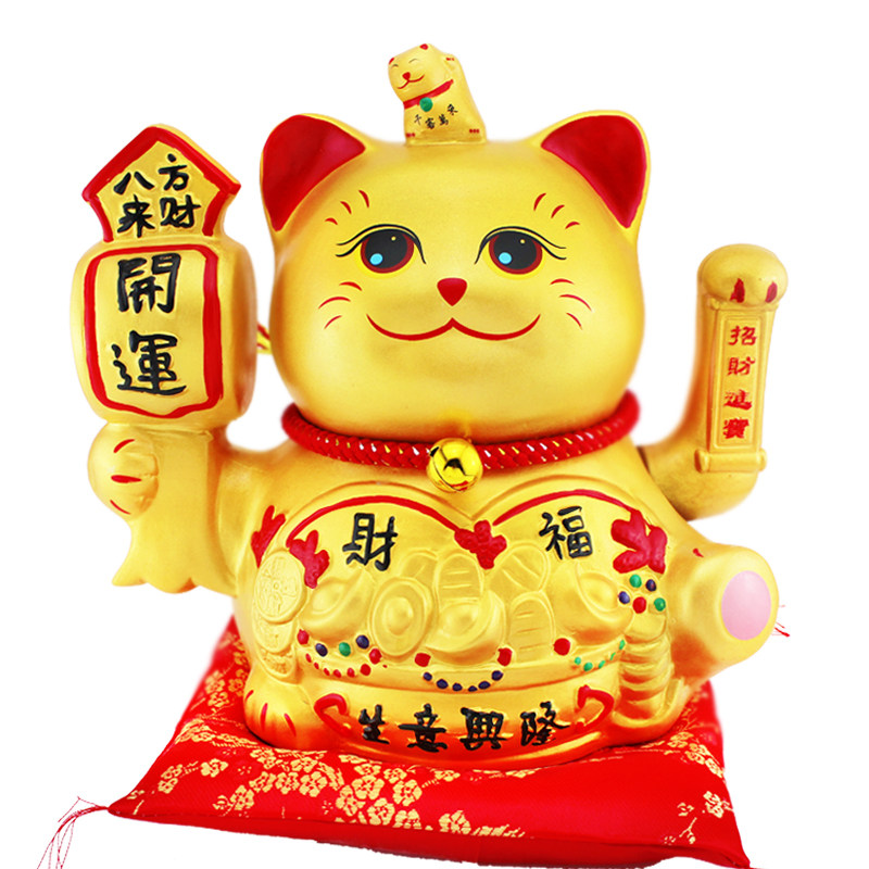 陶瓷说话开业送礼金色招财猫