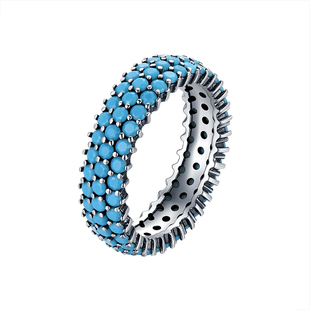 MODIAN摩典S925纯银合成绿松石戒指女轻奢小众复古风网红食指戒子