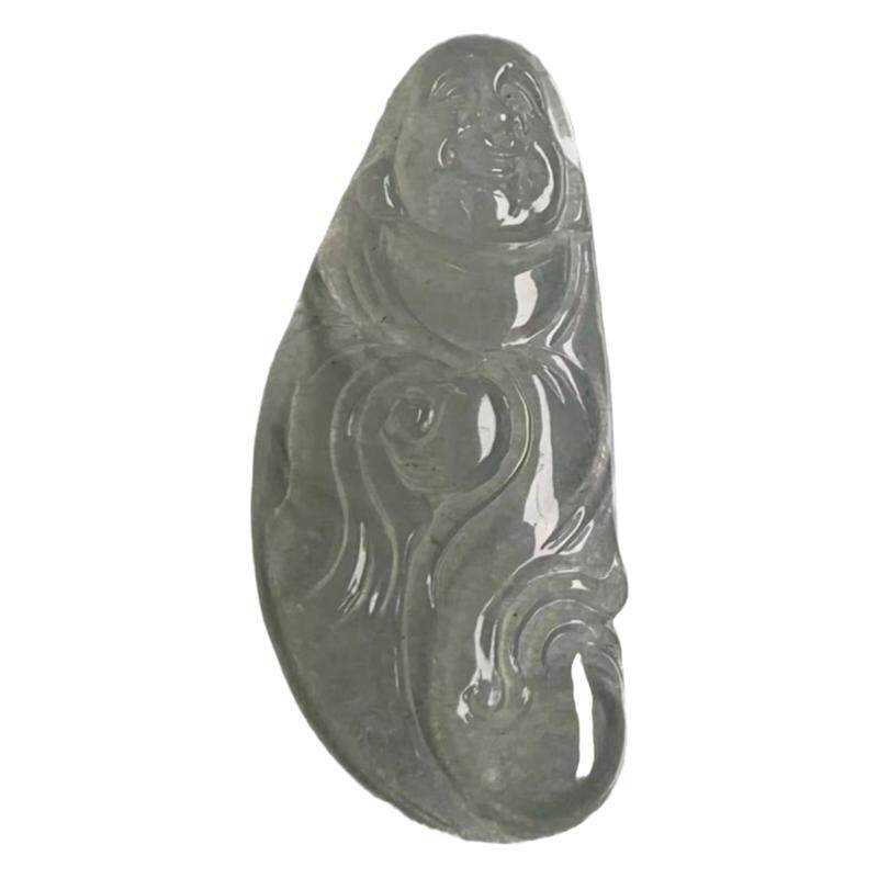 缅甸天然翡翠白色玉佛翡翠吊坠