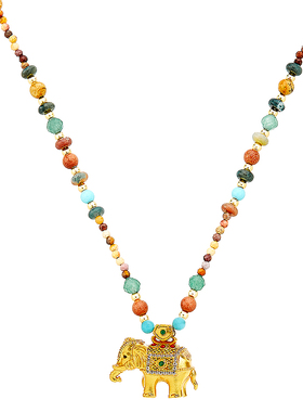 兰诺大象吊坠串珠项链女