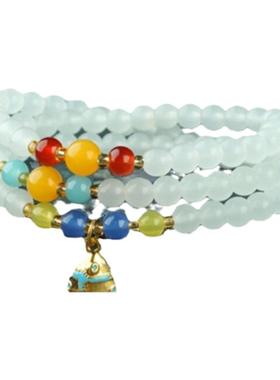 龙年爆款仿红珊瑚4圈手链 红玛瑙女式手链6m108佛珠琥珀金白贝礼