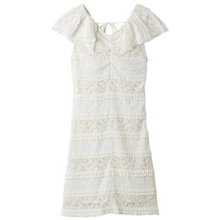 LILY BROWN2025秋冬新品荷叶边小飞袖蕾丝褶皱连衣裙LWCO254015