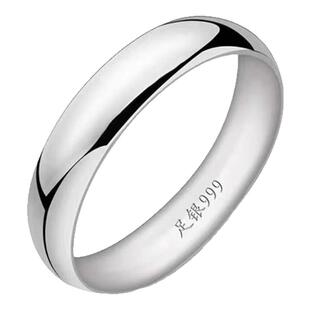 免费刻字素圈999纯银戒指男女闭口情侣戒指一对戒指尾戒生日礼物