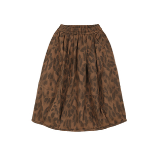 leobaby女童半身裙春秋款儿童裙子中长款豹纹花苞裙中大童休闲裙