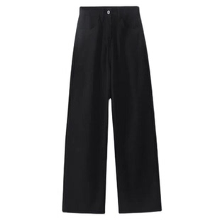 黑色直筒牛仔裤女冬季加绒大码胖mm宽松显瘦梨形身材窄版阔腿裤子