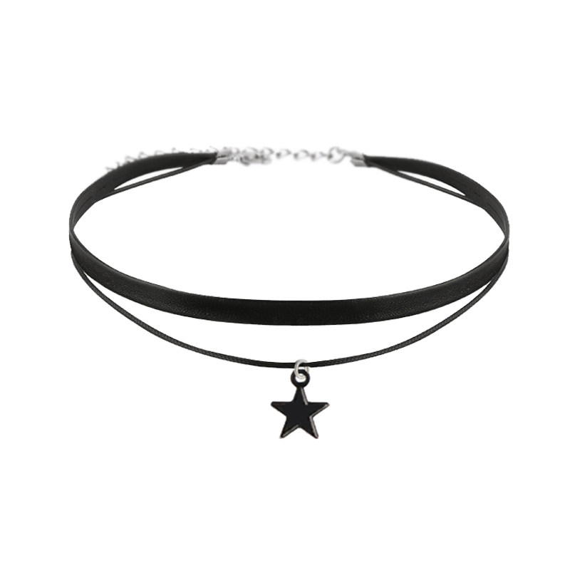 choker双层黑色星星颈链女项圈短款锁骨链日韩百搭颈带项链饰品