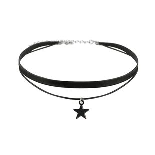 choker双层黑色星星颈链女项圈短款锁骨链日韩百搭颈带项链饰品