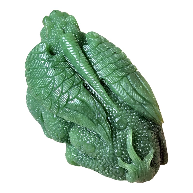 孤品和田玉碧玉貔貅手把件