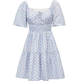 【ONLY奥莱】春夏新款可爱泡泡袖V领A字碎花短款连衣裙女