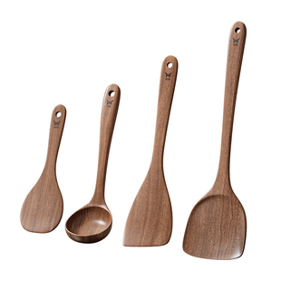 双枪锅铲家用乌檀木铲子不粘锅专用炒菜铲子锅铲耐高温炒勺木饭勺