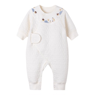 考拉蒂尔 新生儿夹丝连体衣秋冬季宝宝秋装衣服初生婴儿外出哈衣