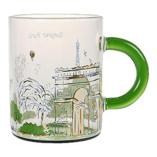 大英博物馆城市漫步巴黎把手玻璃杯高硼硅杯子茶杯水杯生日礼物女
