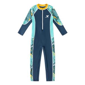 保暖防晒泳衣特步长袖连体男孩