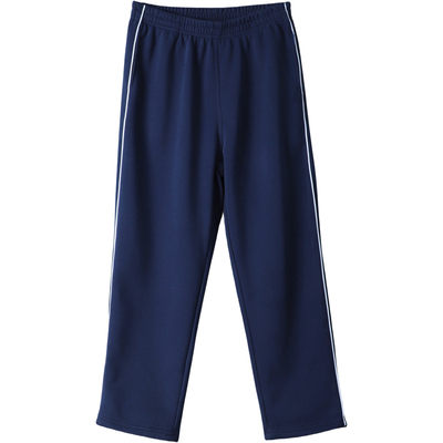 胖男童深蓝校服裤薄绒直筒一条杠