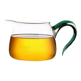 茶本堂公道杯高硼硅耐热玻璃加厚加粗彩把公杯分茶器大容量茶具