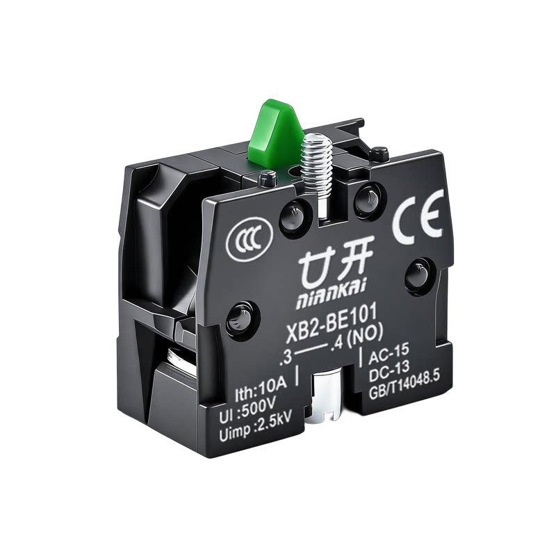 XB2带灯按钮开关 旋钮转换触点ZB2-BE102C 一常闭NC触头模块22MM
