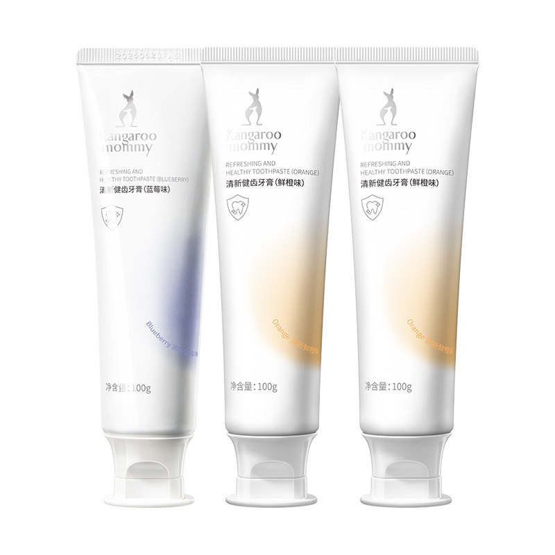 袋鼠妈妈无氟牙膏清新口气专用清洁口腔口气除牙垢官方旗舰店正品