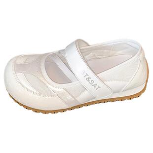 星期六魔术贴平底休闲鞋女2025新款夏季百搭浅口软底舒适玛丽珍鞋