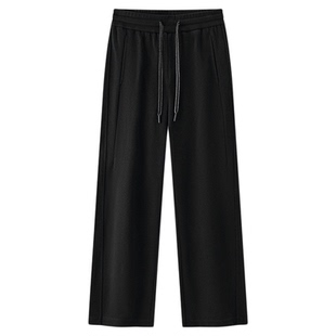 商场同款|森马休闲裤女冬季抓绒裤子宽松弯刀裤2025新款黑色长裤