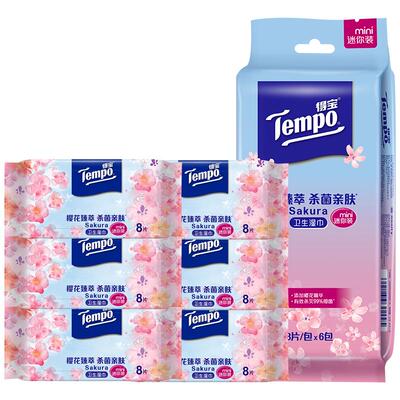 Tempo得宝湿巾便携樱花8片*6包