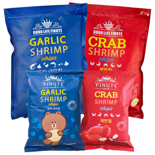 finute趣莱福蒜味虾片韩国进口蒜香蟹味蟹片休闲零食大礼包趣福莱