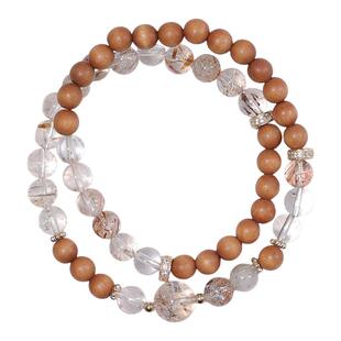 珂拉咪 天然芭比檀香木黑金超七手链女 多圈多宝设计水晶手串礼物