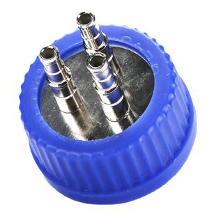 补料瓶盖子不锈钢孔盖发酵罐盖子3厘米一通二通三通加料瓶盖不含瓶进样试剂瓶废液瓶盖子