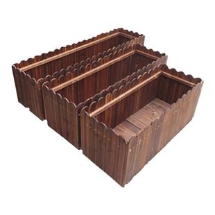 碳化防腐木花箱种植箱户外长方形实木花盆家用种菜庭院阳台木花槽