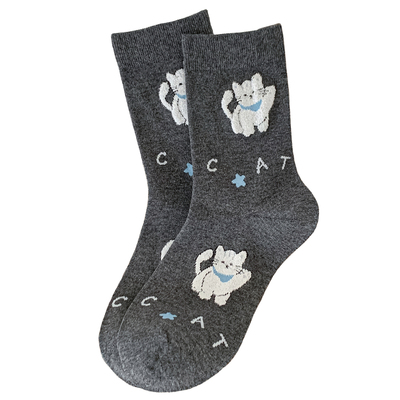 袜子女款可爱卡通纯棉透气中筒袜