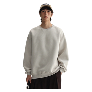 XAKA简约纯色基础款圆领卫衣男2024春秋新款美式休闲百搭宽松上衣