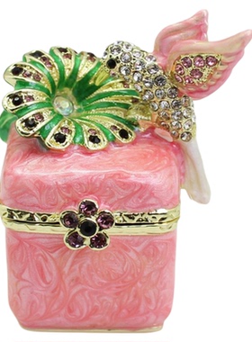 日韩小饰品蜂鸟喇叭花装饰盒创意小饰品珐琅彩工艺戒指收纳盒