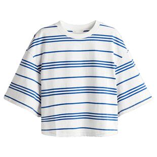 HM女装T恤春季圆领简约休闲时尚宽松红色短袖上衣1277822