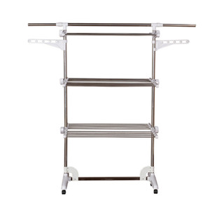 折叠晾衣架落地翼型双杆升降不锈钢阳台伸缩宝宝尿布理发店毛巾架