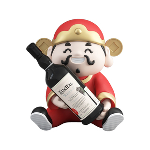 财神爷红酒架摆件轻奢客厅酒柜置物架装饰品餐桌酒托开业乔迁礼物