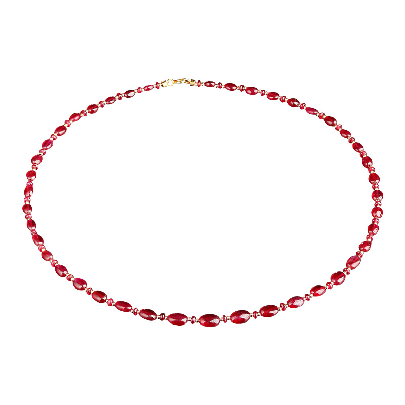 可卿珠宝 惊鸿 素面红宝石项链女18k金颈链手链吊坠彩宝正品礼物