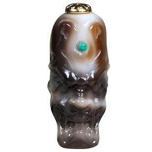 玛瑙兽面天珠藏印三通天然西藏真品星月菩提文玩手串一体佛头配饰