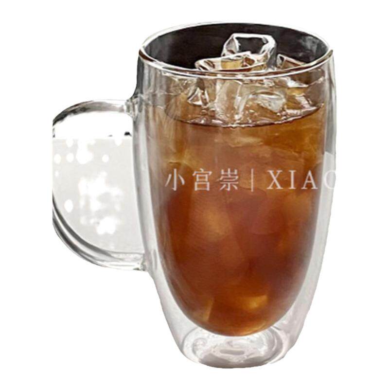 ins风带把隔热双层玻璃杯