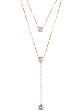 时尚多层水钻玫瑰金钛钢锁骨链