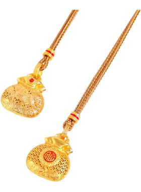 明星同款新中式沙金项链花丝雕花镂空福袋吊坠古法福袋气质百搭女